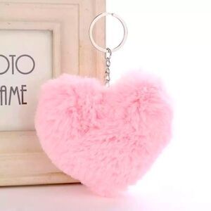 Pink Heart Puff Keychain
